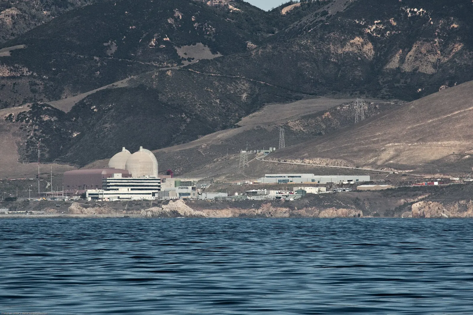 The Diablo Canyon power plant seen from Port San Luis, California