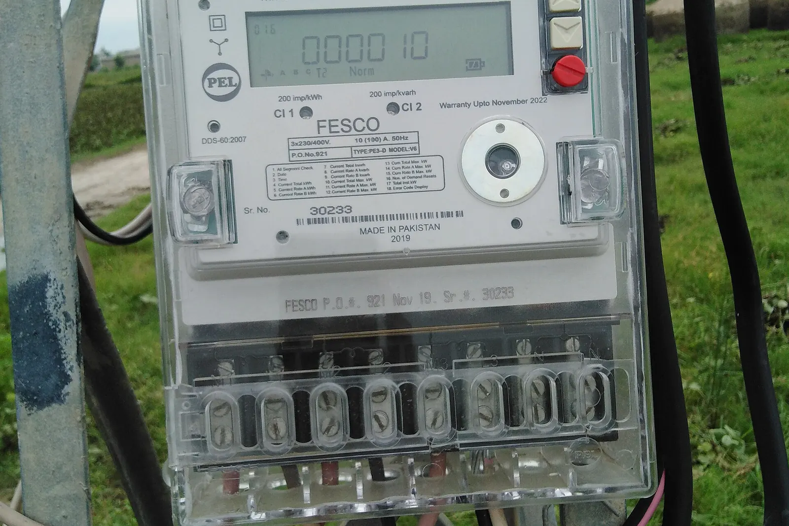 A digital electricity meter in Pakistan
