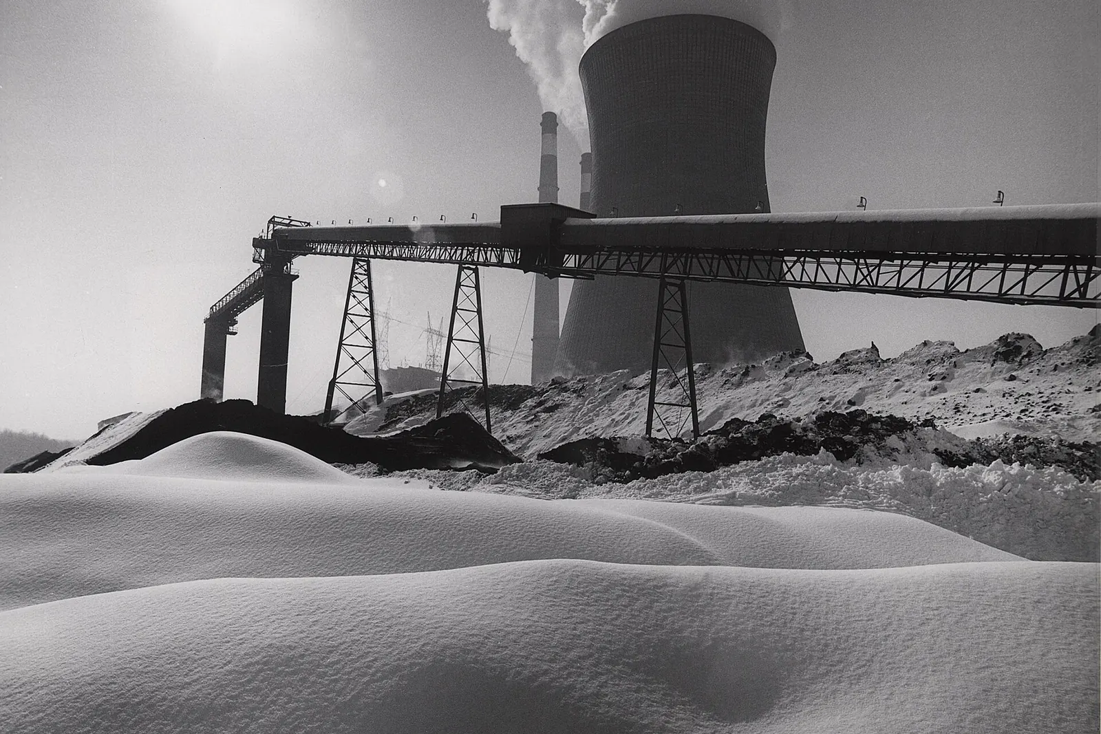 The coal pile at Hatfield's Ferry power plant, Pennsylvania, in January 1978