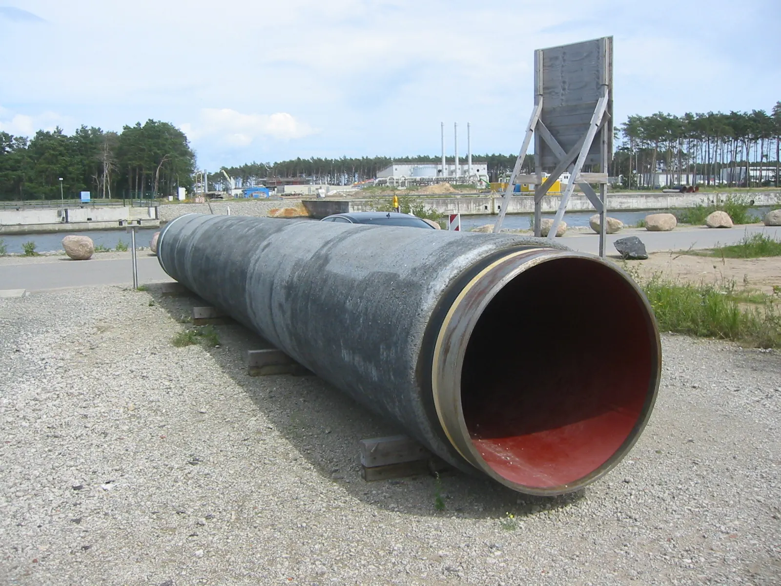 A section of Nord Stream offshore pipe on display at Lubmin, Germany