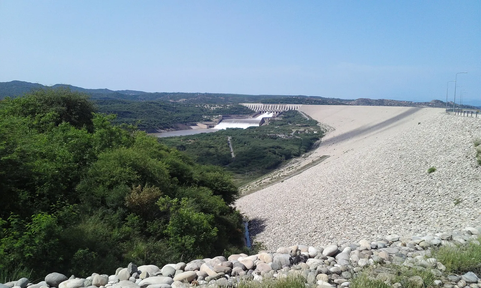 The spillways of Mangla Dam on the Jhelum River, Azad Kashmir
