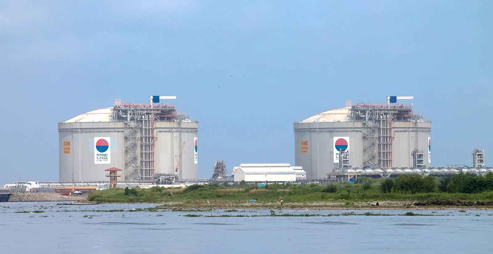 Storage tanks at the Petronet LNG terminal at Puthuvype, Kochi, India