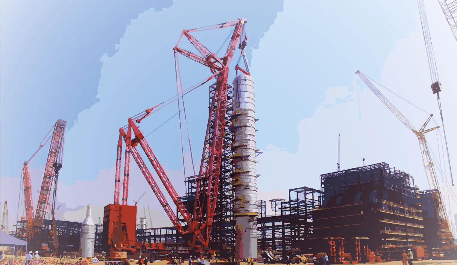 The crude distillation column at the Dangote refinery, Lagos, during construction